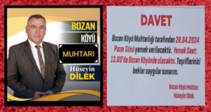 Bozan Köyü’nde Birlik ve Barış İçin Önemli Adım: Muhtar Hüseyin Dilek’ten “Birlik, Kardeşlik ve Barış Yemeği
